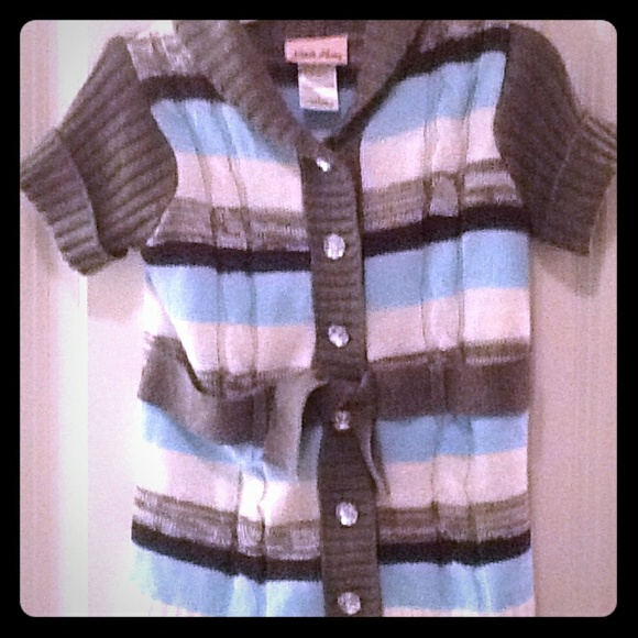 Little Girl's Short Sleeve Sweater Cardigan Sz.4 - Picture 1 of 3